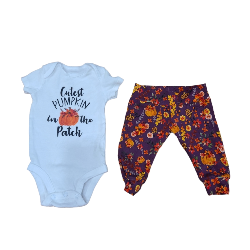 Adorable Baby Girl Fall Halloween Outfit 3 Months Onesie & Pants
